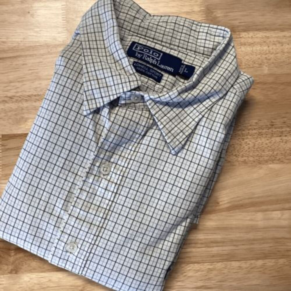 EUC‎ Mens Polo Ralph Lauren Plaid Button Up Lowell Dress Shirt- Large